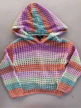 art class Pastel Crochet Hoodie Sweater - Purple, Pink, Peach, Mint, White